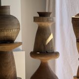 Natural solid mango side table (monoxyle) with conical legs.