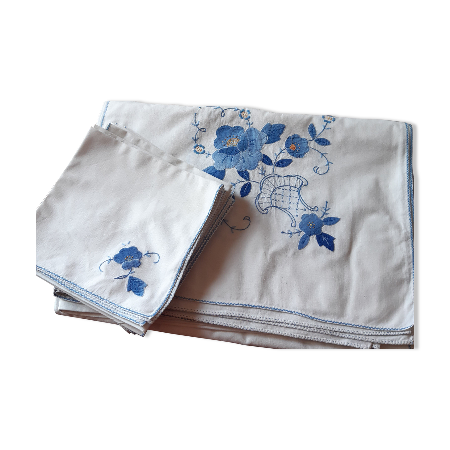 Blue hand embroidered coat with 12 towels