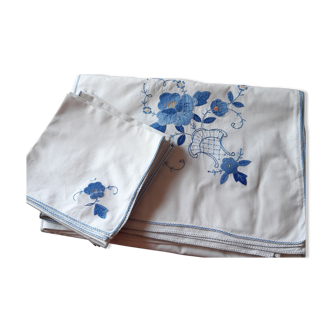 Blue hand embroidered coat with 12 towels