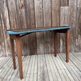 Table d'appoint pliante en bois et rotin 1960