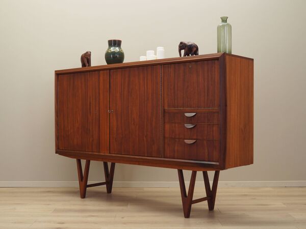 Buffet haut en teck, design danois, années 1960, designer : Kurt Østervig