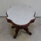 Violin pedestal table with marble top