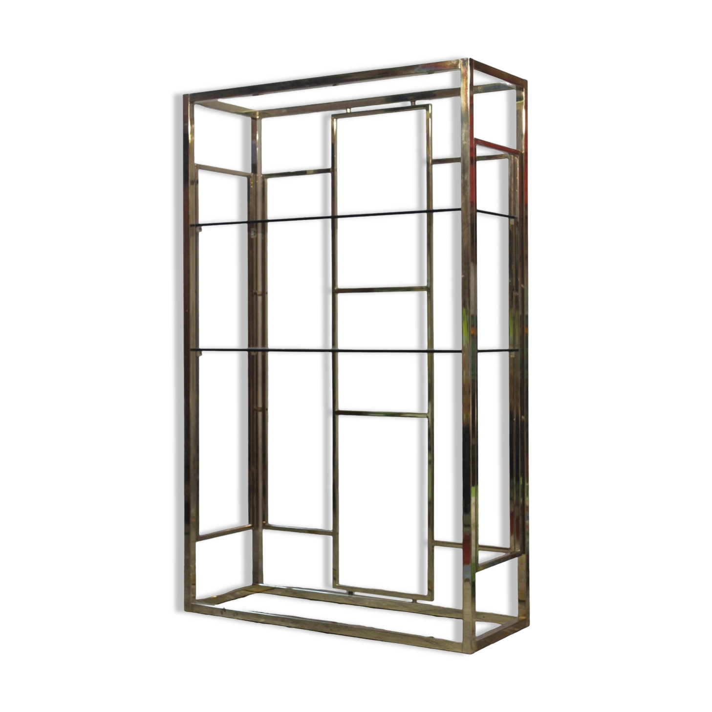 Post-modern shelf in gilded brass, Italy 1970s