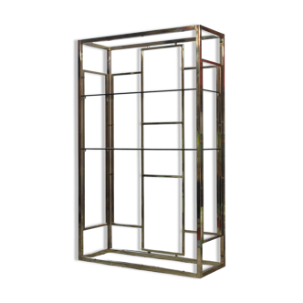 Post-modern shelf in gilded brass, Italy 1970s