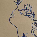 Lithograph "Profil d'homme" by Jean Cocteau