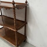 Napoleon III console table with three shelves in mahogany and veneer, 19th century