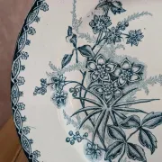 Antique ironstone plate from Saint-Amand – Margot model – Blue flowers
