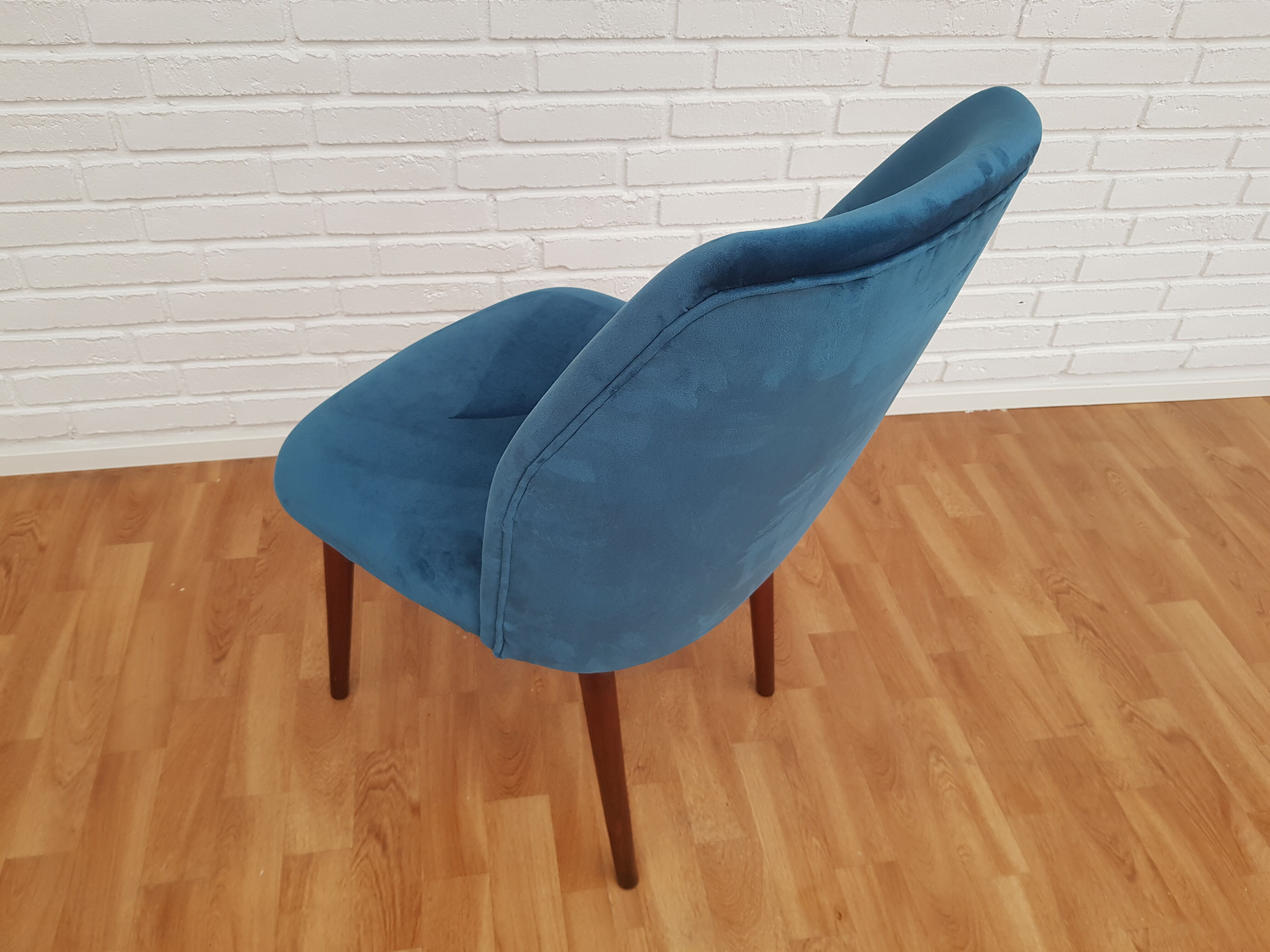 Armchair in velvet with stained beech legs, 60s