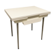 Off-white formica table / 70s cream with a tapered foot drawer