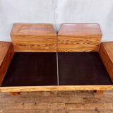 Canape seltz elm and leather design 1960