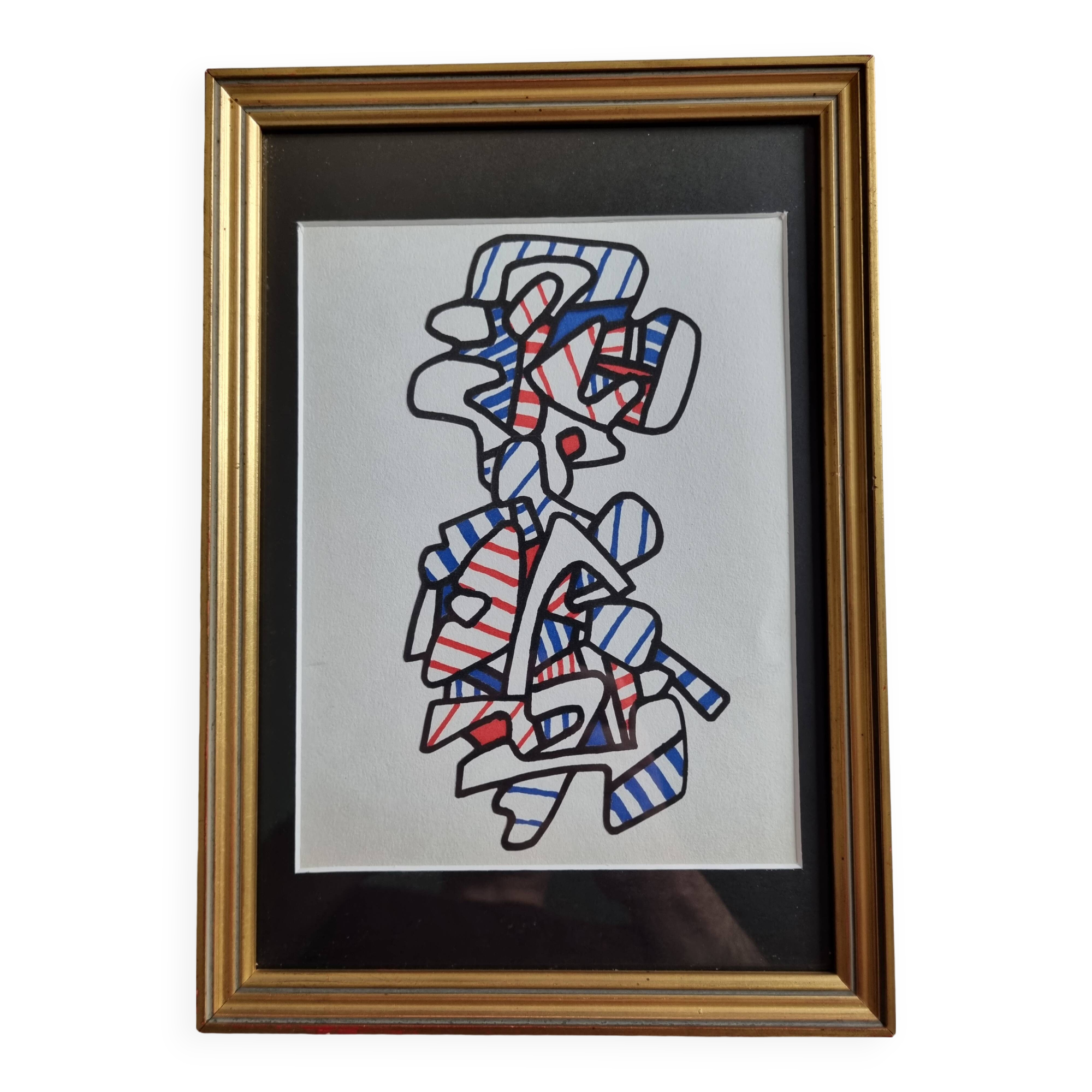 Screenprint after Jean Dubuffet, 1970s, gilded frame under glass, 21 x 31 cm
