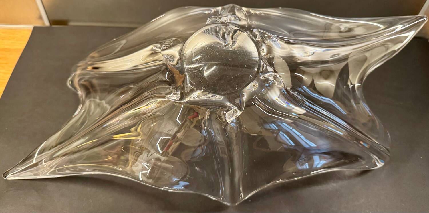 Large vintage sculptural crystal platter from the 1950s/60s
