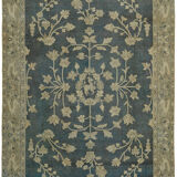 Handmade oriental decorative 1980s 237 cm x 313 cm beige wool carpet