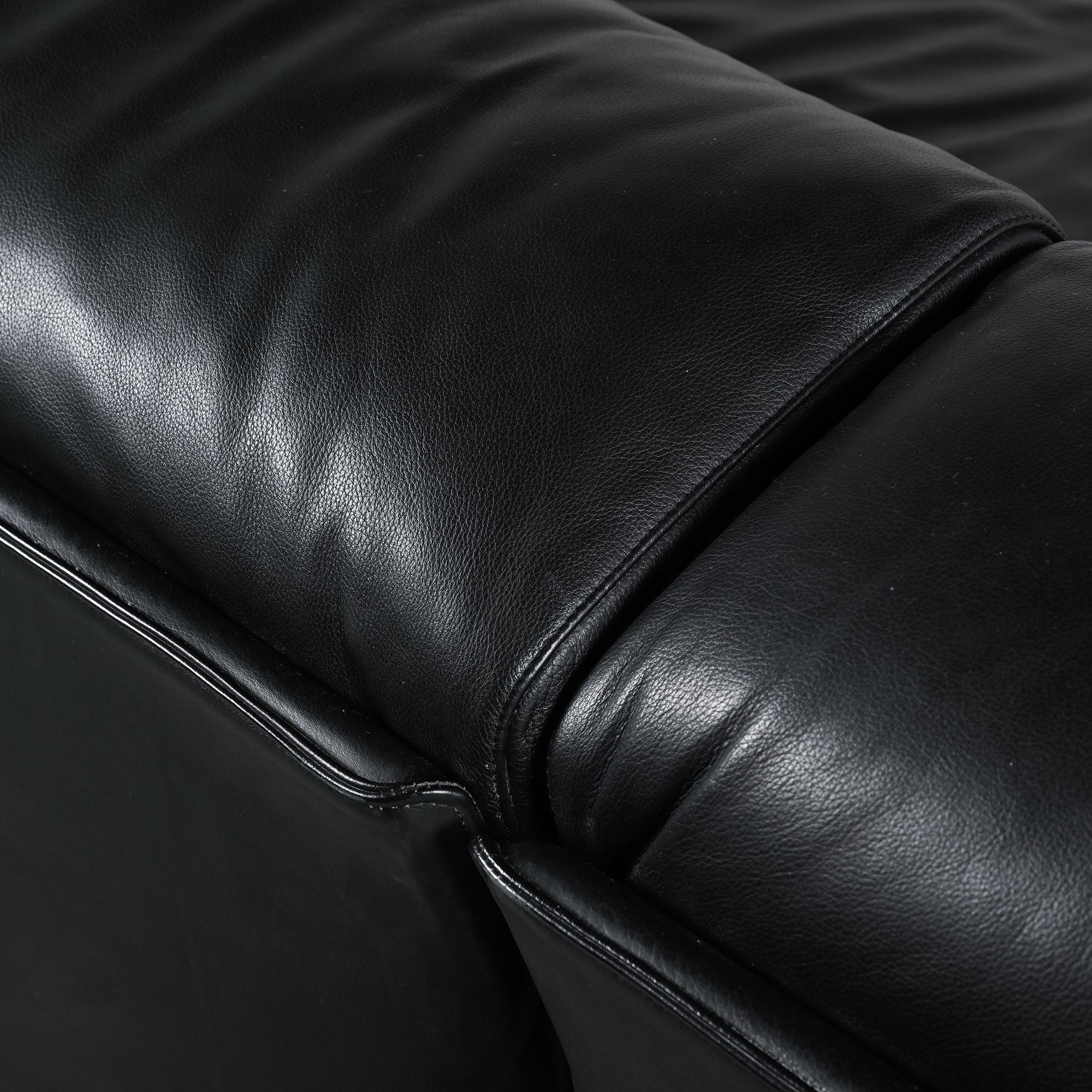 Modular canapé Fiandra in black leather, Vico Magistretti, Cassina, around 1980.