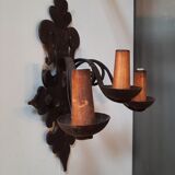 2 medieval-style wrought iron sconces
