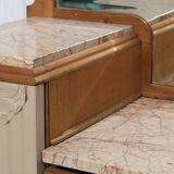 Renovated Art Deco buffet, pink marble and original mirror.