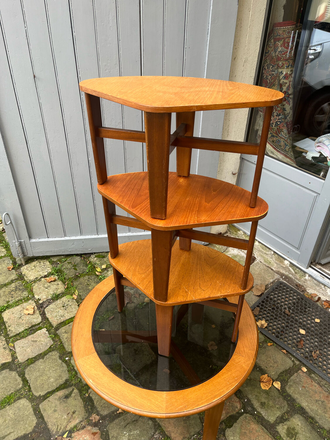 Scandinavian coffee table trundle and smoked glass