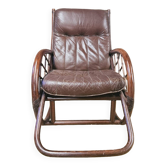 Rocking-chair ou fauteuil à bascule en bambou année 1970