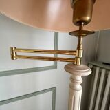 Foot lamp in bleached wood and copper, lampshade in ivory fabric Roche Bobois