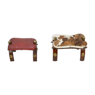 Leather egyptian camel saddle footstools, 1962, set of 2