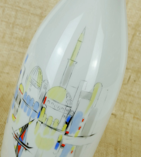 Porcelain vase hutschenreuther 1950s handpainted motif mediterranean city