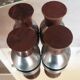 Polished stainless steel coquetiers - wooden feet