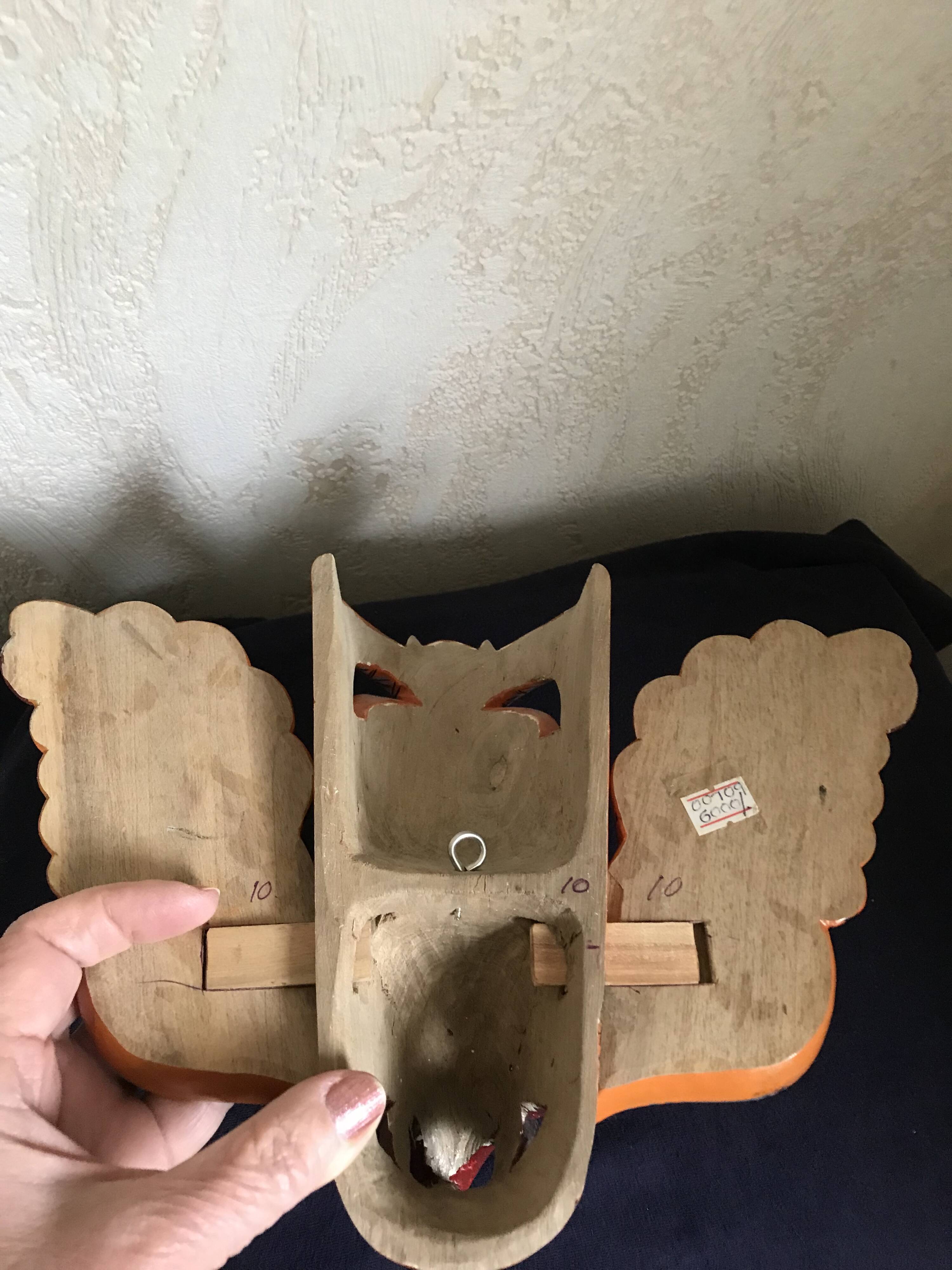 Wooden triptych mask