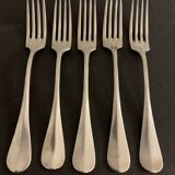 5 old table forks in silver metal Félix Frères