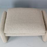 Vico Magistretti "Maralunga" 3-seater and footstool re-upholstered For Cassina