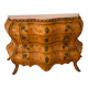 Grande commode bombée Louis XIV/Régence en loupe, bronze & marbre rose