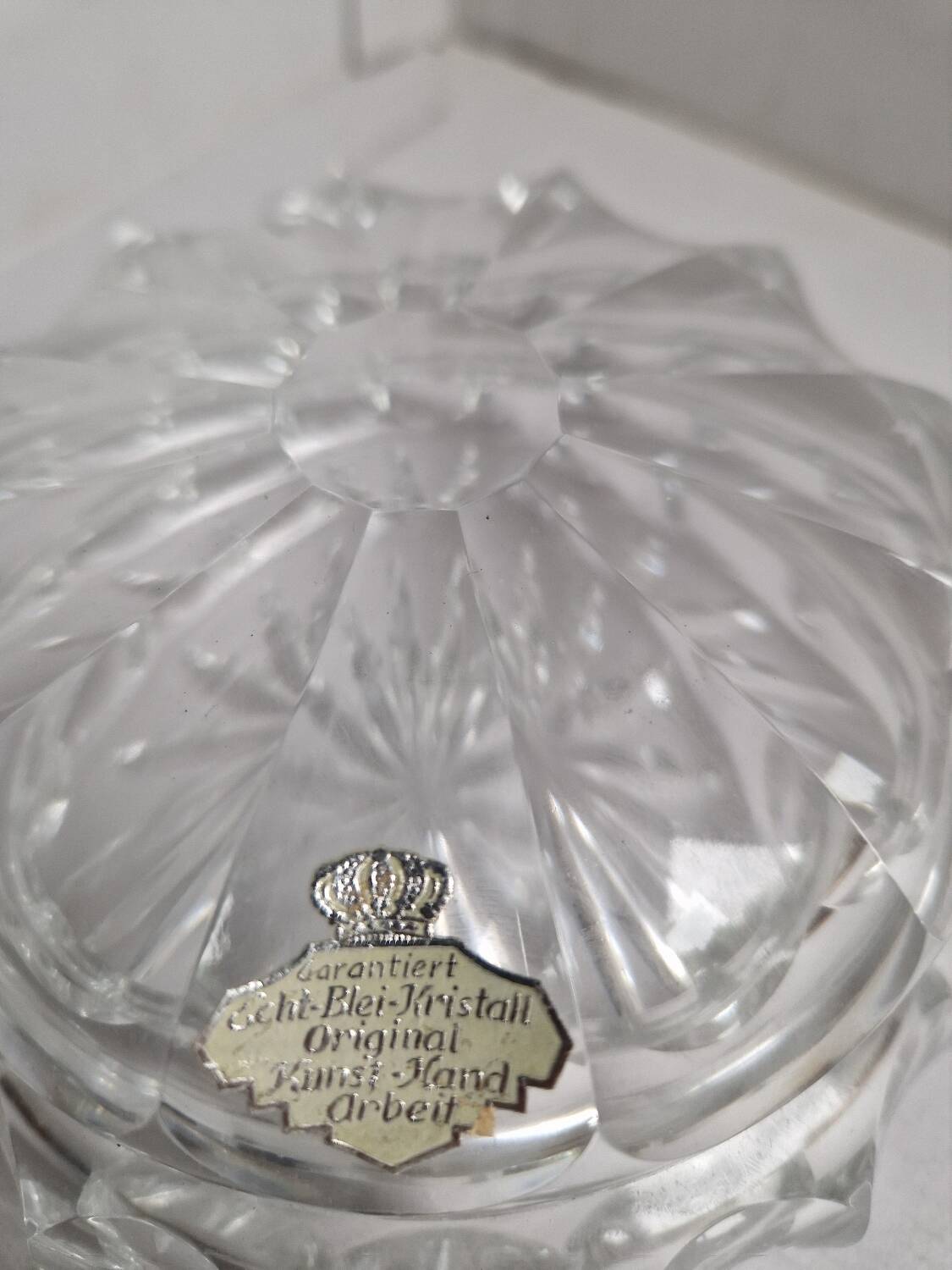 Old vintage decorative chiseled crystal candy box