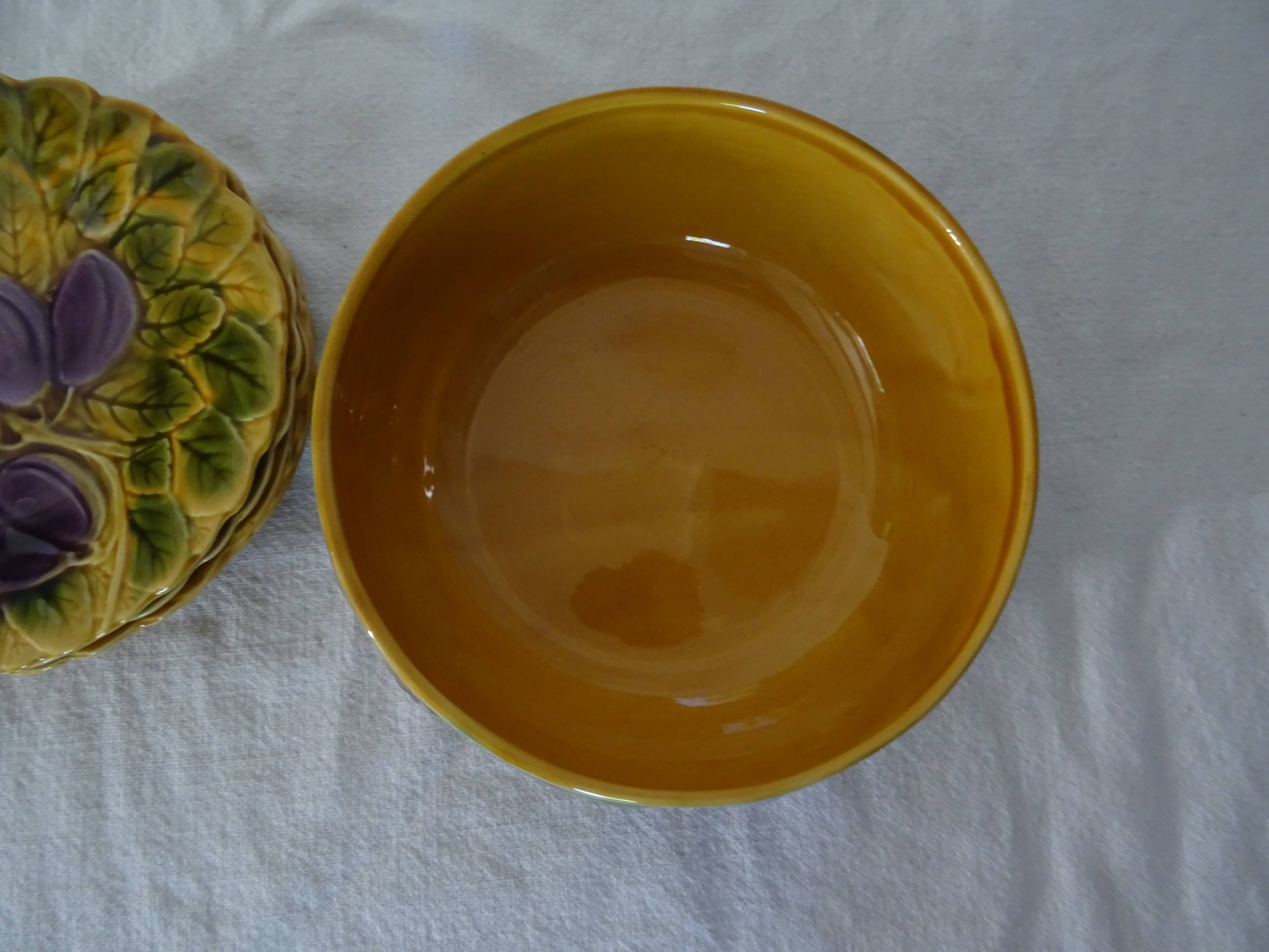 Dessert set salad bowl and 6 plates 541023 fruits barbotine sarreguemines