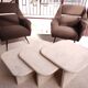 3 travertine trundle tables 1970
