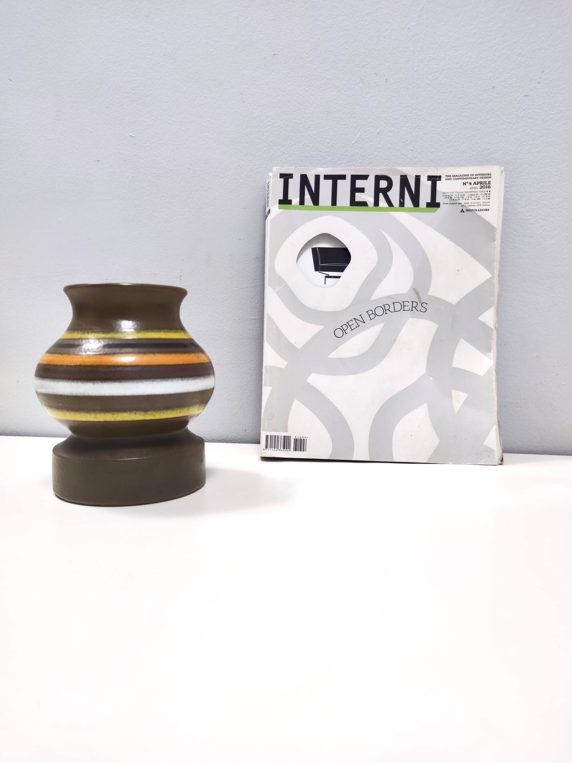 Postmodern Brown Enameled Earthenware Vase by Bitossi