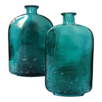 Flacons bouteilles verre gravé bleu