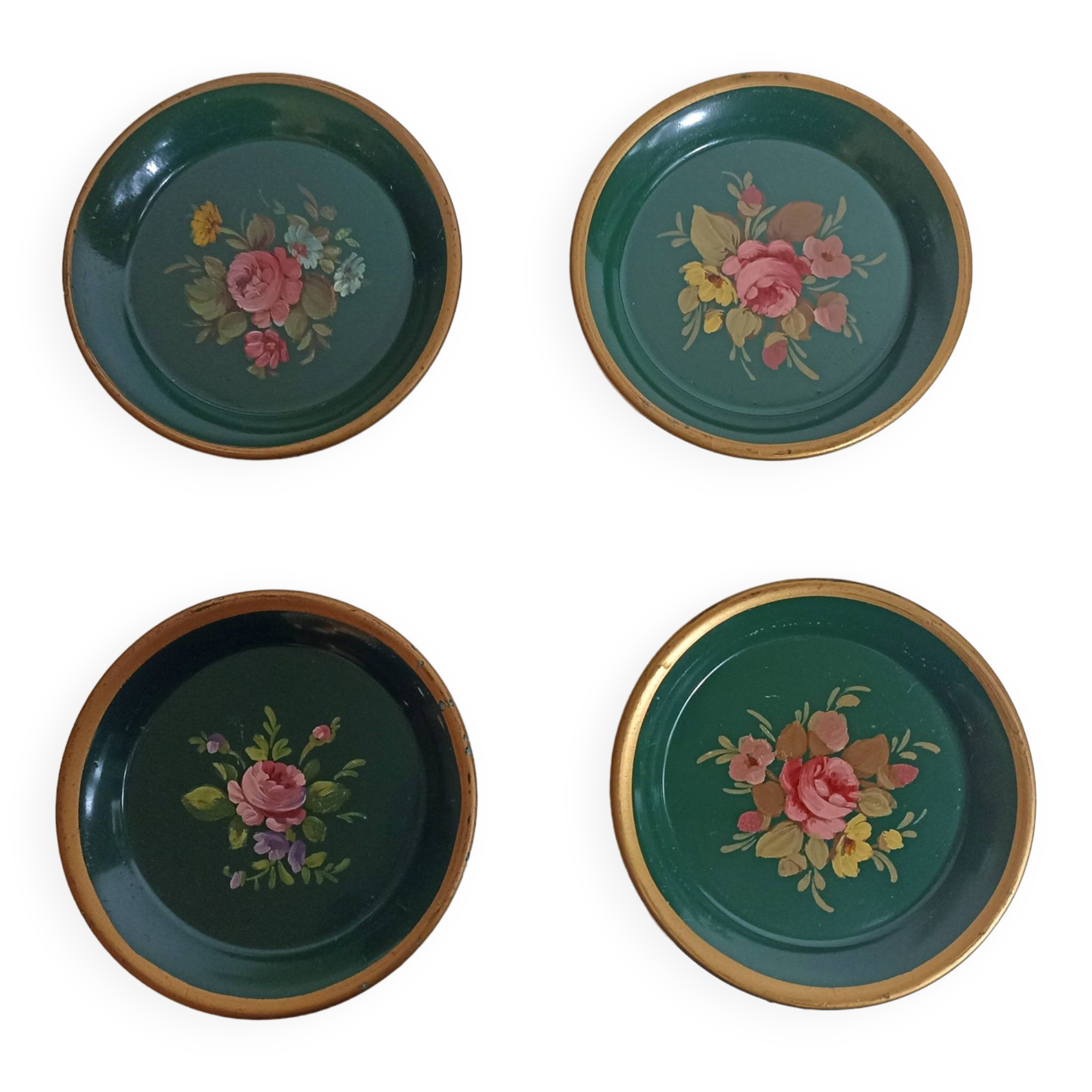 Lot de 4 dessous de verre vintage verts