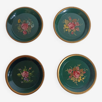 Set of 4 vintage green coasters