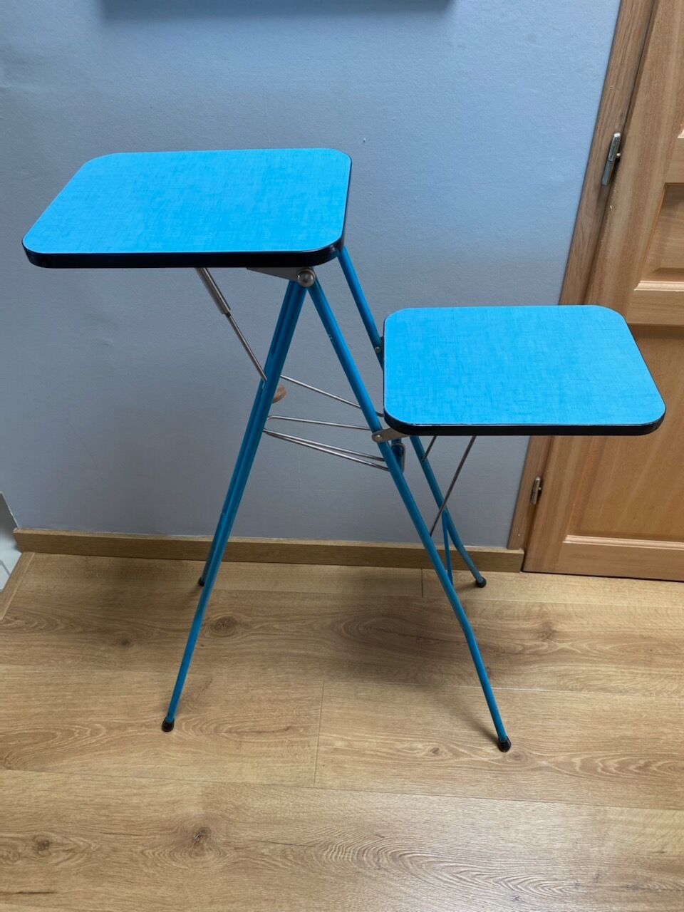 Side table or support for video projector in blue formica