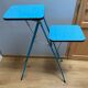 Side table or support for video projector in blue formica