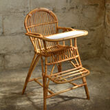 Vintage rattan high chair
