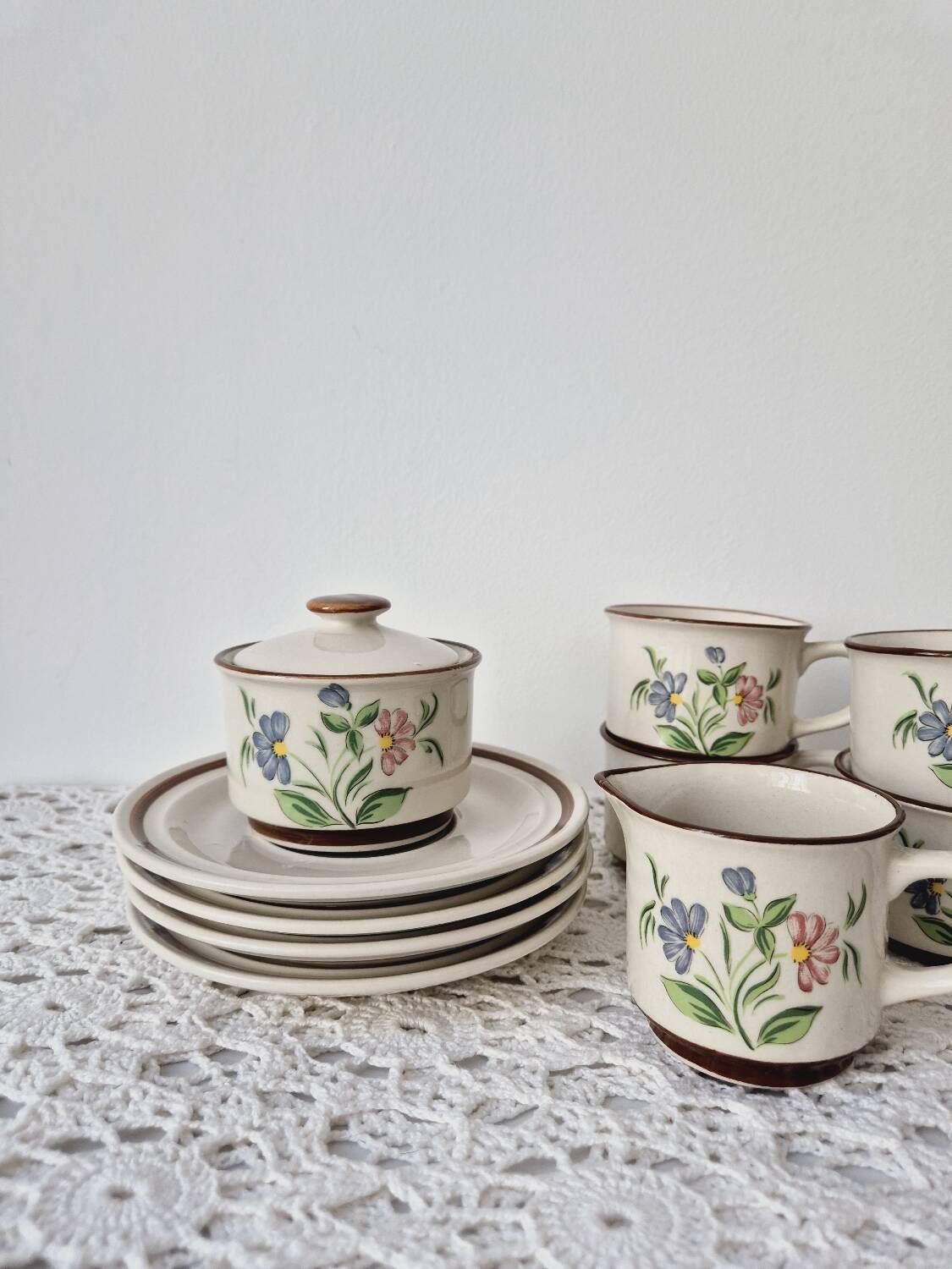 Vintage Flower Pattern Stoneware Tea/Coffee Set