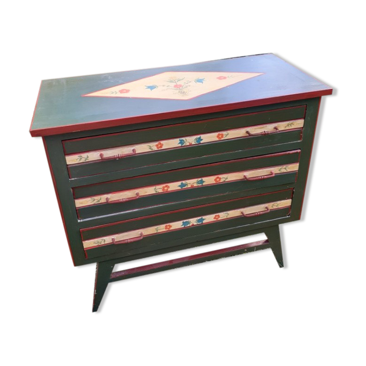 Commode vintage des années 70 avec motif floral