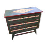Vintage chest of drawers from the 70s with floral pattern