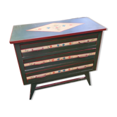 Commode vintage des années 70 avec motif floral