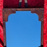 Leather-covered wall mirror attributed to Jacques Adnet 1950