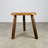 Brutalist tripod stool in solid wood