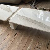 Coffee table in carrara marble with 3 modular elements, italian design ca 1970