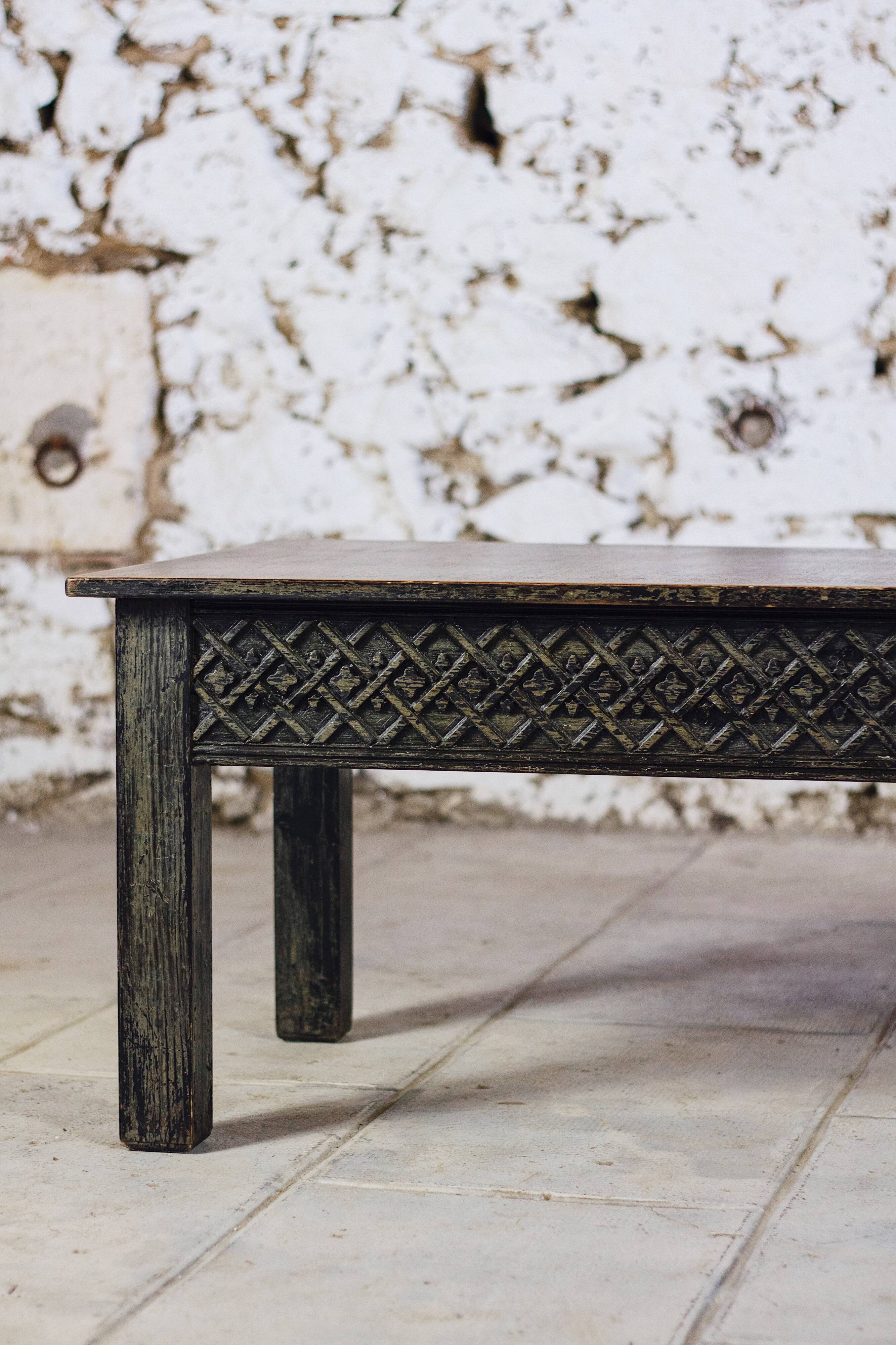 Indian carved wooden coffee table