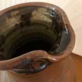 Brown ceramic stoneware pitcher / jug