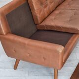 1970s, 3-seater Danish sofa, brown furniture leather with patina.